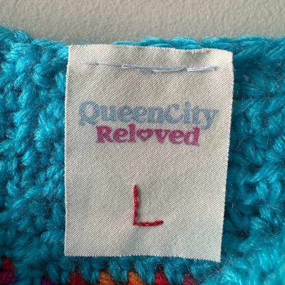 Handmade Crochet Adjustable Tie Strap Crop Top 100% Recycled Rainbow Tank Cami L - Picture 12 of 13